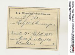 Etiketten zu Beryll (Smaragd) (NHMW-MIN-Af780)
